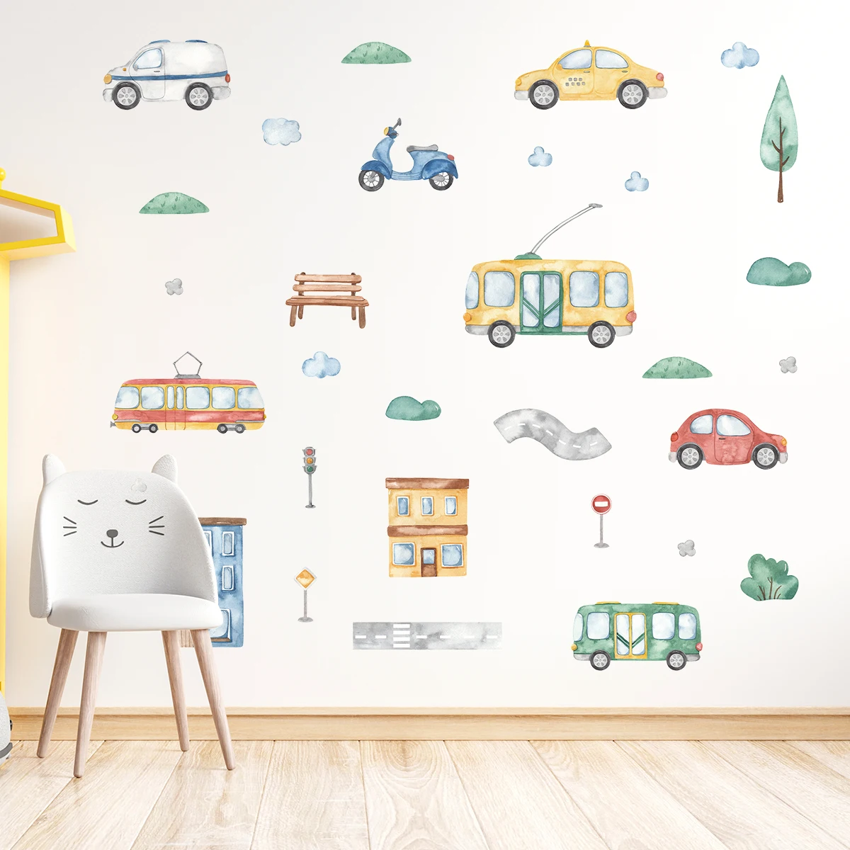 Baby Nursery Tree - Árvore dos desenhos animados ônibus carro
