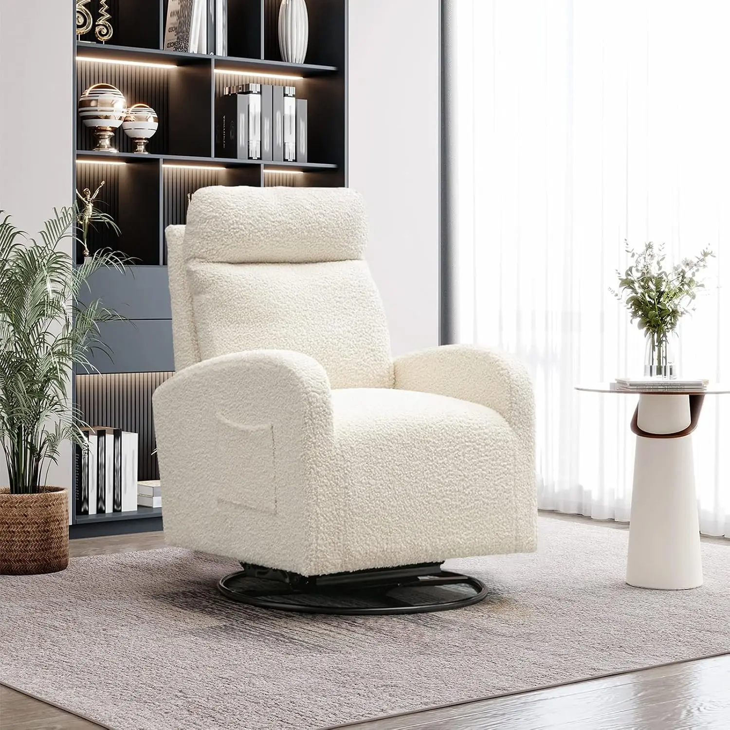 Baby Nursery Glider Chair - Cadeira de Balanço Giratória Moderna, Poltrona