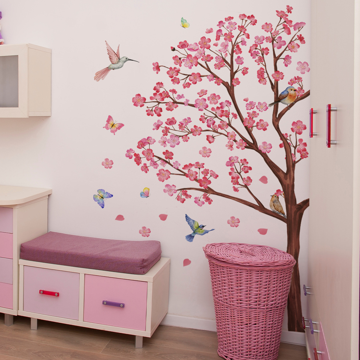 Baby Nursery Decor Ideas - Aquarela pássaro flor adesivos de parede