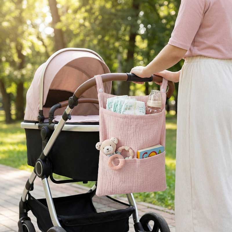 Baby Nursery Storage - Bolsa de Algodão Puro para Carrinho