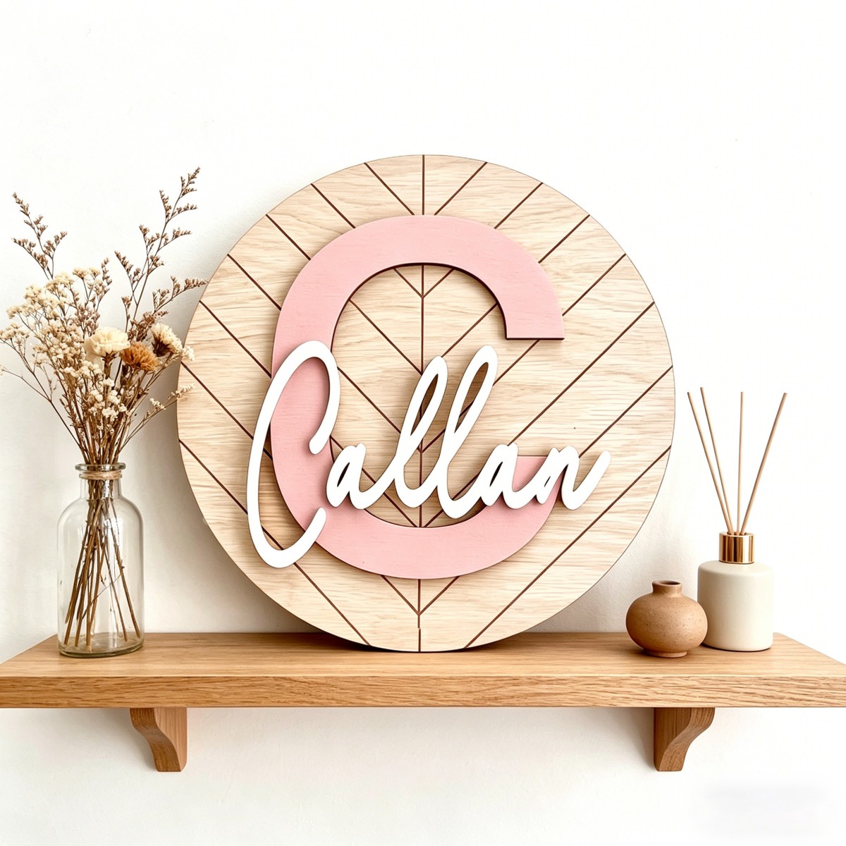 Baby Nursery Diy - Placa de Nome Geométrica Redonda Personalizada
