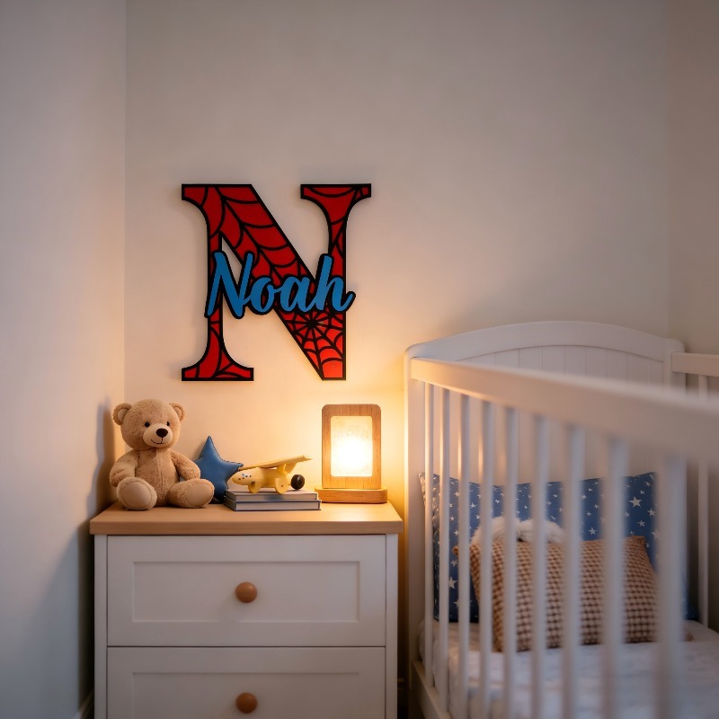 Baby Nursery Name Sign - Placa de Madeira Personalizada com Nome