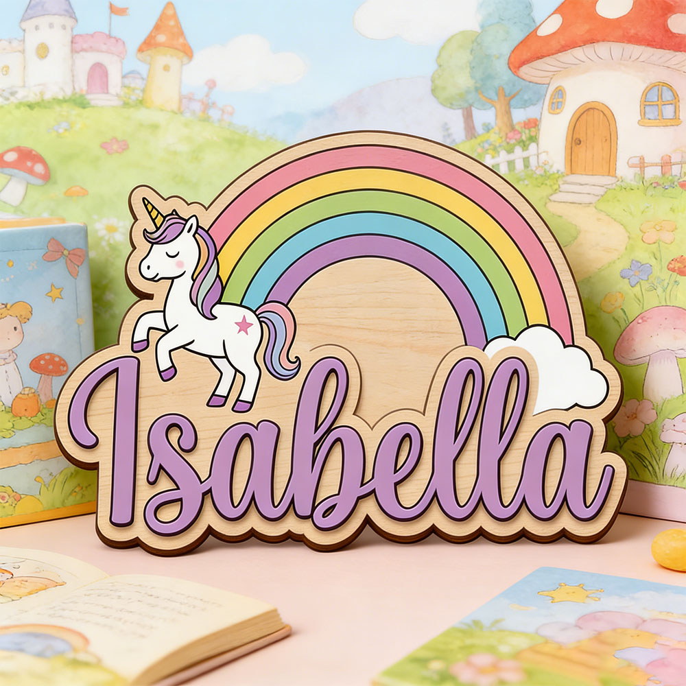 Baby Nursery Name Sign - Placa de Nome Personalizada Unicórnio e