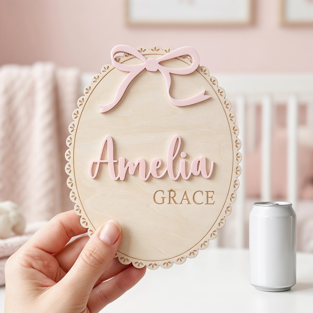 1 Peça Placa de Nome de Madeir - Baby Nursery In avaliação e preço