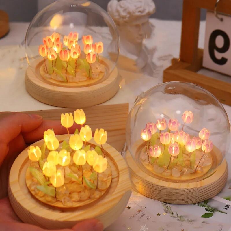 Flor de tulipa artificial luz  - Baby Nursery Lamp avaliação e preço