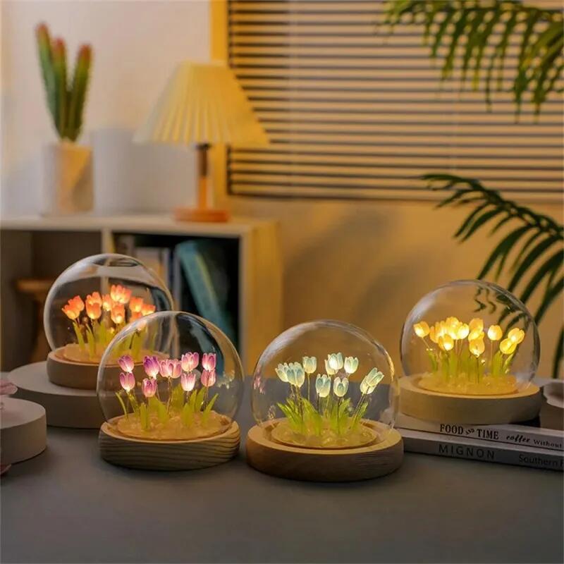 Flor de tulipa artificial luz  - Baby Nursery Lamp avaliação e preço