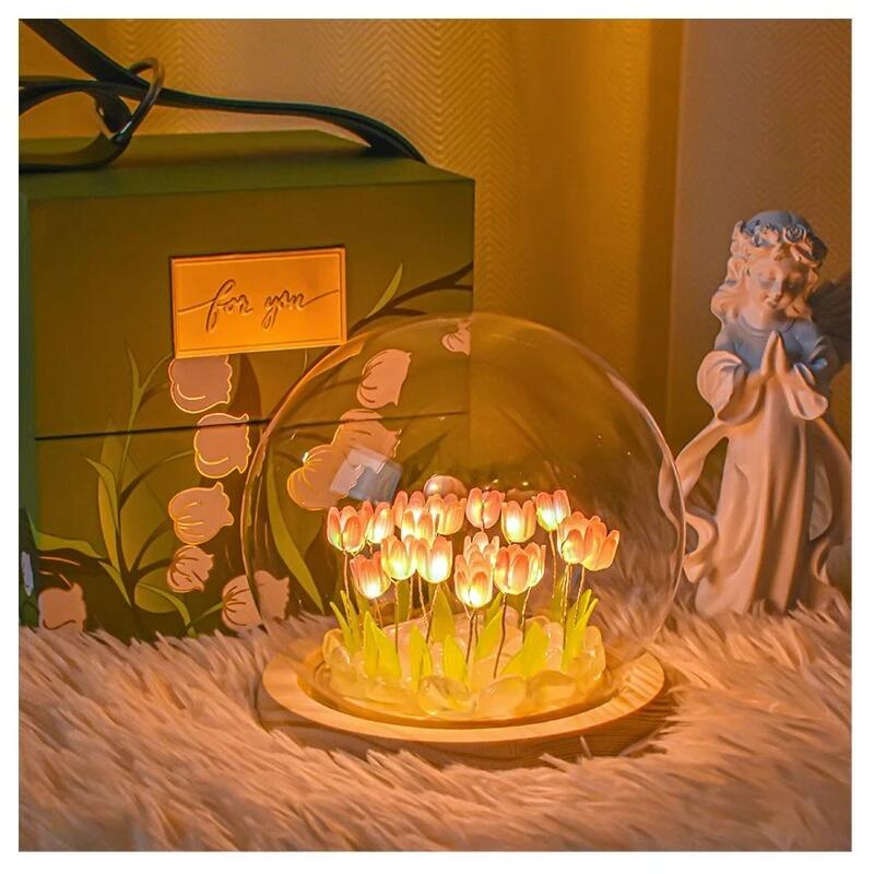 Flor de tulipa artificial luz  - Baby Nursery Lamp avaliação e preço